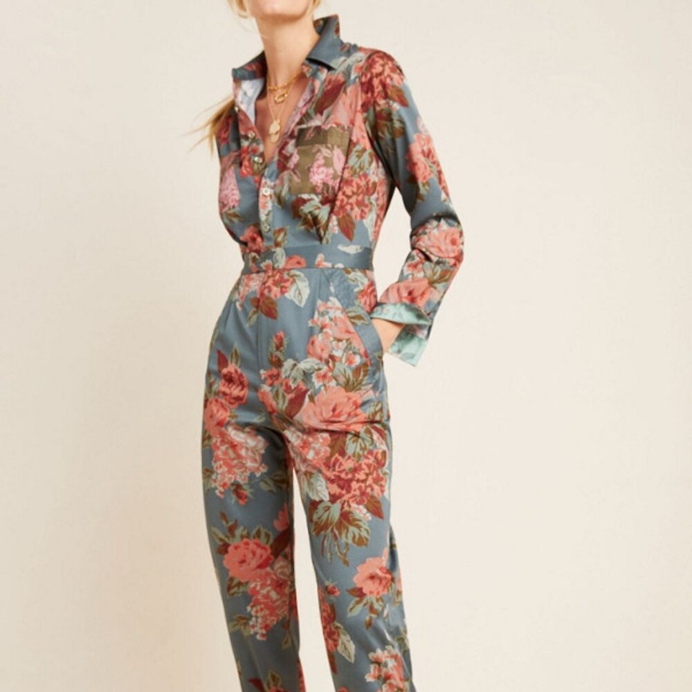 Anthropologie Fiona Floral Utility Jumpsuit